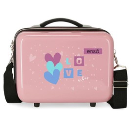 Enso Love Vibes Pink Toiletry Bag with Shoulder Bag 29 x 21 x 15 cm Rigid ABS 9.14 L 0.6 kg Adjustable Toiletry Bag with Shoulder Bag, pink, Adjustable toiletry bag with shoulder bag