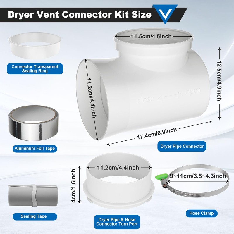 90 Degree Dryer Vent Elbow, Dryer Vent Connector Kit for