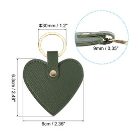 PATIKIL Heart Leather Keychains, 2 Pack Heart Leather Key Fobs with Key Rings Keychain Holder for Wedding Gifts Party Favors ID Card, Green