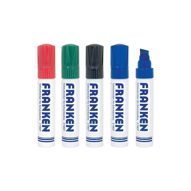 FRANKEN Board-Marker, nachfüllbar, 4-12 mm Keilspitze, 4 Stück, farblich sortiert,