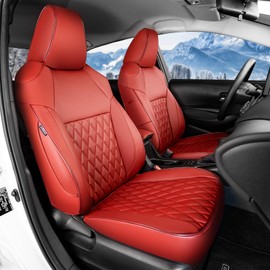 CustomCover Fits Corolla Car Seat Cover Compatiable with Toyota Corolla for Select 2023 2024 2025 Corolla LE,Full Set Burgundy-Leather