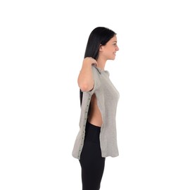 Post Surgery Recovery Tshirt Snap Open Tearaway Shirt (2XL, Grey/Women)