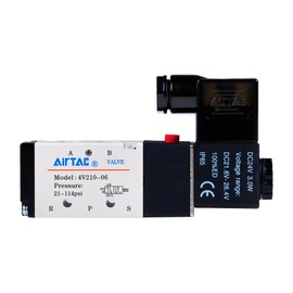 Air Solenoid Valve, 24VDC, 4-Way 1/8" NPT, Internally Piloted, DIN Connector