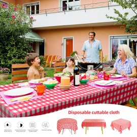 KAshack 3 Pcs Red-White Lattice Plastic Tablecloth,54"x108" Plastic Table Cloth - Disposable Tablecloths - Table Cloth - Plastic Table Cover - Tablecloths for BBQ,Party,Birthday,Wedding,Outdoor