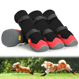 SENMUUP Dog Shoes, Dog Boots, Dog Shoes, Cold Protection, Heat Retention, Double Layered Tape, Easy to Put on and Take Off, Paw Protection, Anti-Slip, Durable Rubber Soles, Walks, Rainy Days,