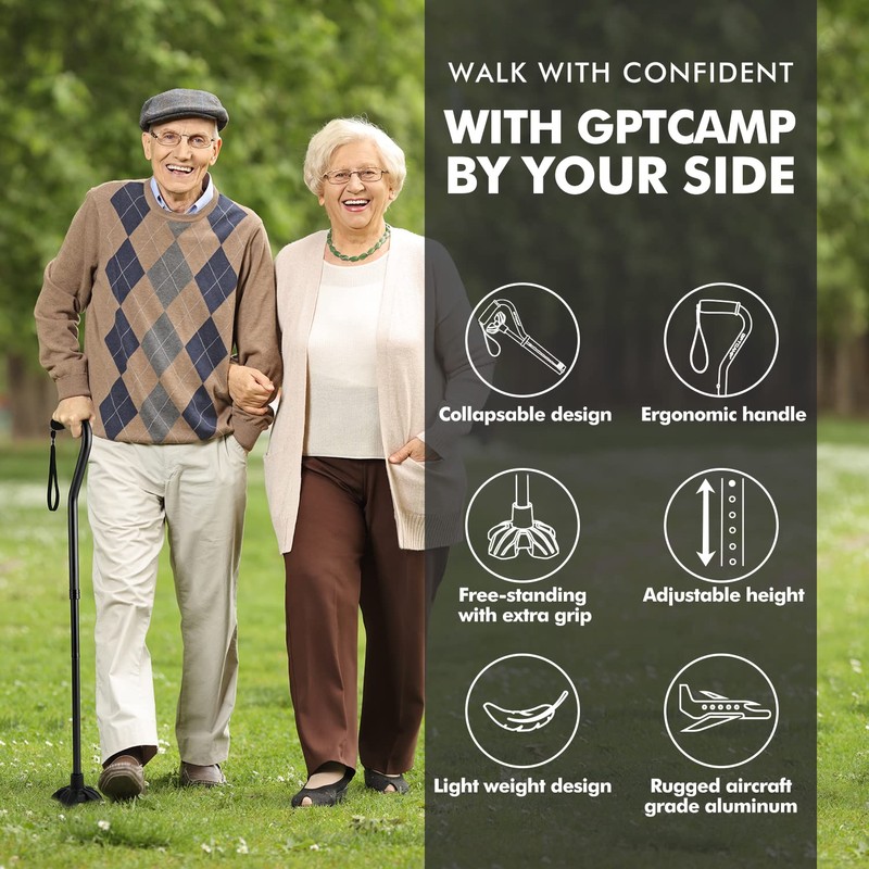 GPTCAMP G1 Walking Stick, Walking Cane for Women & Men