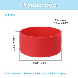 PATIKIL Silicone Water Bottle Boot, 2 Pcs 4 Inch Water Bottle Protective Sleeves 32-40 oz Anti-Slip Bottom Cover Sleeve Accessory Protector for Sports Water Bottles, Red