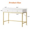 SUPERJARE 31.5" White and Gold Desk with 2 Drawers, Modern