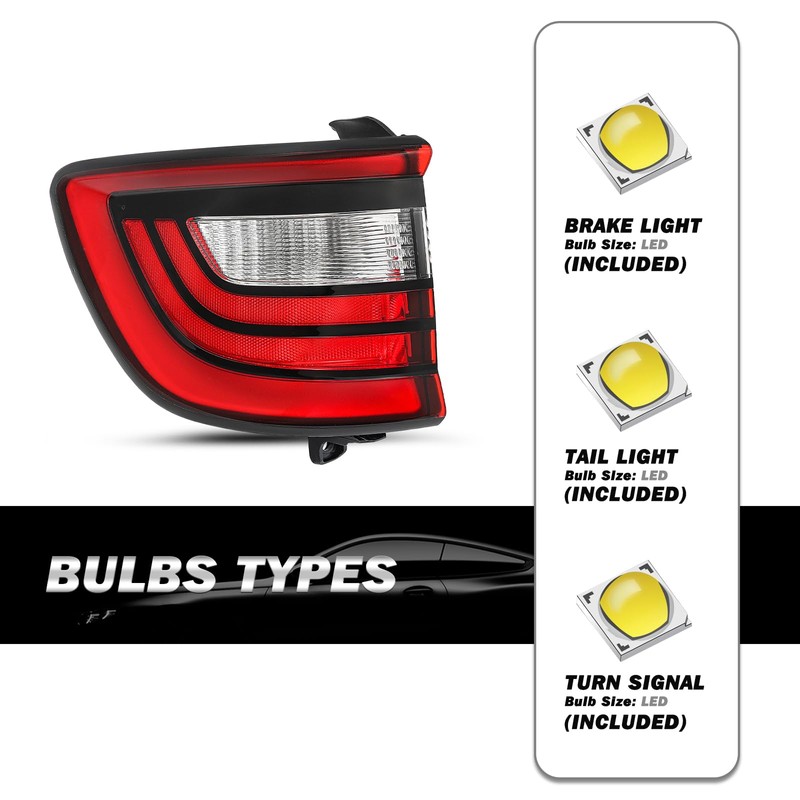 SOCKIR Outer Tail light Set Assembly Compatible with 2014-2023 Dodge