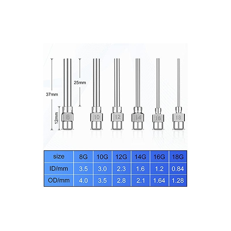 24 Piezas Agujas Dosificadoras 1 Pulgada Conector Luer de Punta