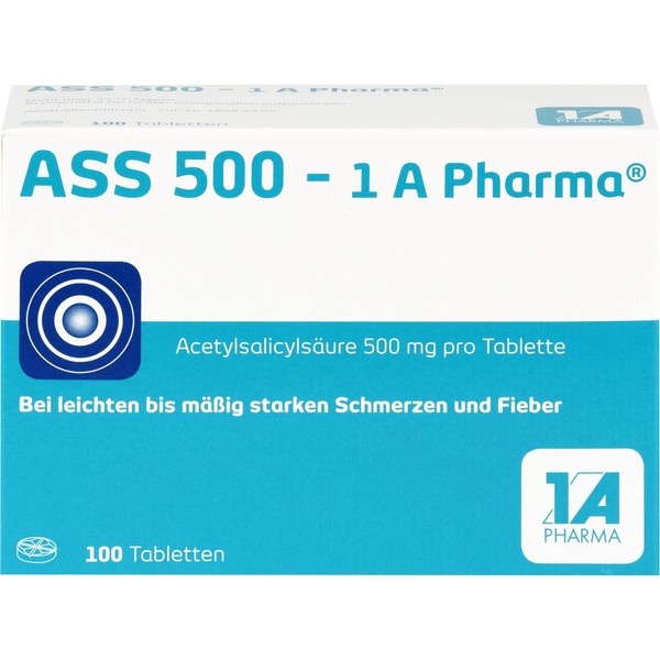 ASS 500 - 1 A Pharma Tabletten bei Schmerzen und Fieber, 100 pcs. Tablets