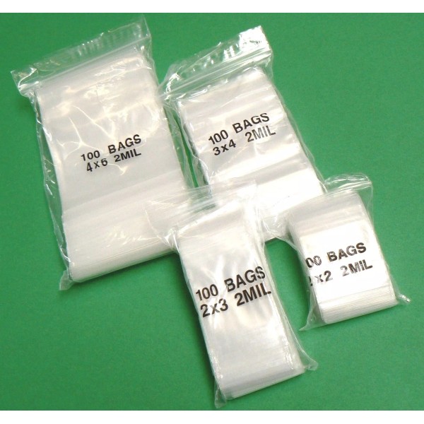 Jets Inc 400 Assortment Reclosable 2mil Bags Assorted Sizes 2x2