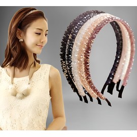 PACTIV Women Elegant Rhinestone Head Hoop Crystal Headband Hair Accessories Headwear PACK OF 6 1 count (Pack of 6) MULTICOLOR