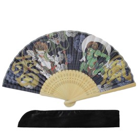 Panda Family Fan, Men's, Women's, Stylish, Japanese Style, Ukiyo-e, Foreigners, Japan, Souvenir, Triumphic Sunny Season, Off Kanagawa, Fujin and Thunder God, Mt. Fuji, Cherry Blossoms, Storage Bag