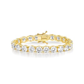 Gemsme Tennis Bracelets for Women and Men, Diamond Bracelets for Women, 18k Yellow Gold Plated 7mm Cubic Zirconia Sterling Silver Tennis Bracelet, CZ Tennis Bracelets for Women Classic Women's Design, Suitable for Everyone Size 6 Inch