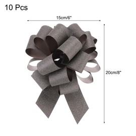 MECCANIXITY 10pcs 8" Glitter Car Large Pull Bow Gift Wrapping Bows for Christmas Flower Presents Birthday Wedding Car, Brown