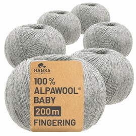 100% Baby Alpaca Wool in 50+ Colours (Scratch-Free) – 300 g Set (6 x 50 g) – Soft Alpaca Wool for Knitting & Crochet in 6 Yarn Sizes by Hansa-Farm