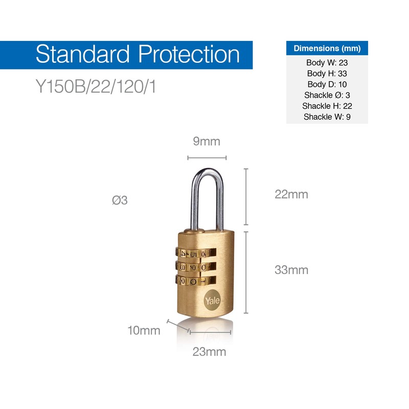 40mm Brass Combination Padlock pk 1 box