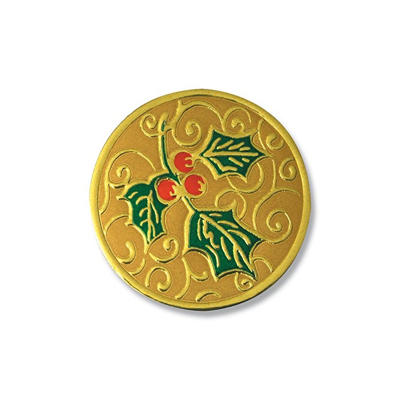 Full-Color Holly Embossed Gold Foil Seals, 32 Count