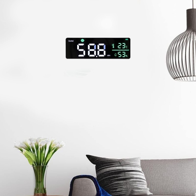 Sound Level Meter, Wall Hanging Decibel Meter Temperature Humidity Meter