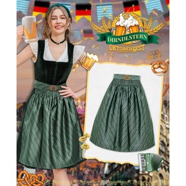 DIRNDLSTERN Women's Midi Dirndl Apron - Dirndl Aprons Costume Apron with Buckle Oktoberfest Outfit, Green