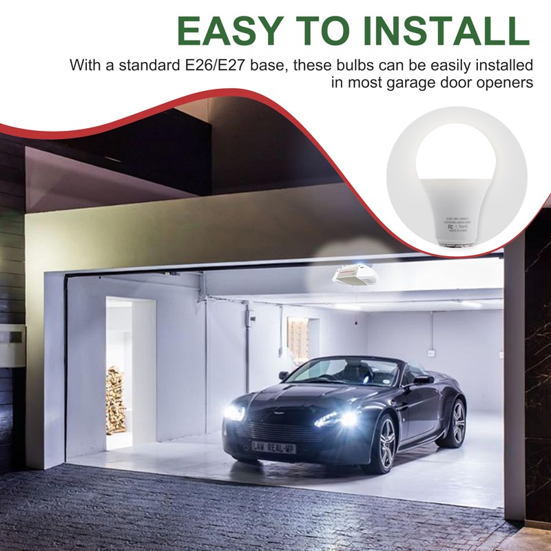 2 Pack LED Garage Door Opener Bulbs, 4000K, White, Compatible