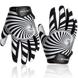 WATSAVPUP Youth Football Gloves Kids Silicone Grip Sports Receiver Gloves with Super Stick Ability for Enhanced Game Experience Training for Beginners (Helix, 6-6.5 Inch)