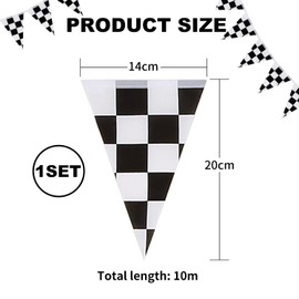 CWPFVQA 1 Set Racing Flags, Triangle Flags, Black and White Checked Flags, Decorations for Racing Competitions, Decorations for Racing Party Scenes