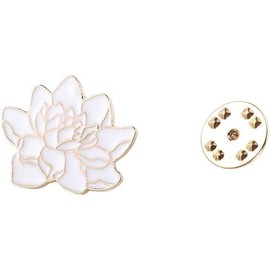 White Lotus Flower Enamel Pin Jewelry Gift, Enamel Metal Lapel Pin Badge Brooch for Denim Coat Backpack