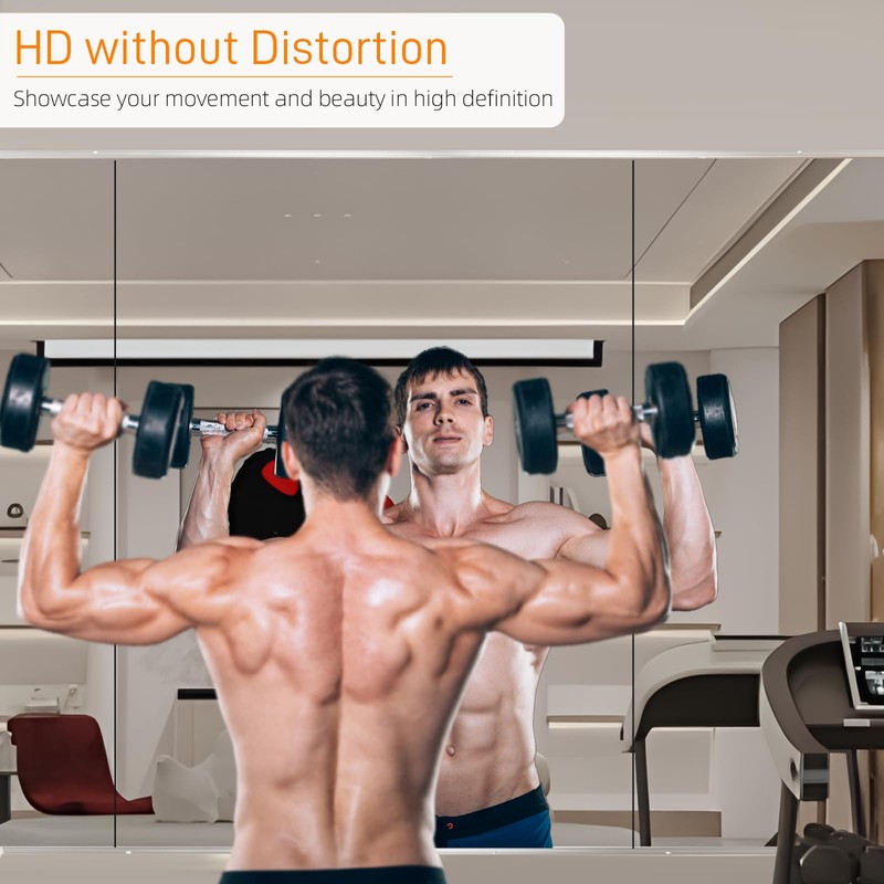 pertetey Home Gym Mirror, 48X24 Inch(1Pack) Large Frameless Tempered Glass
