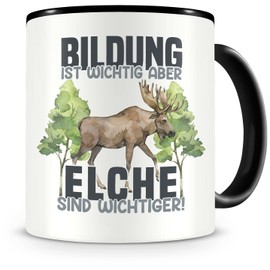 Samunshi® Elch Tasse mit Spruch Bildung Wichtig Elche Wichtiger Geschenk für Elch Fans Kaffeetasse Lustige Tassen zum Geburtstag 300ml