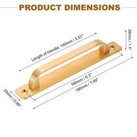 sourcing map 1 Pcs Barn Door Handle, 7.09 Inch Door Pull Handles, Patio Gate Handle for Cabinet Garage Sliding Door Closet Drawer Shed, Gold