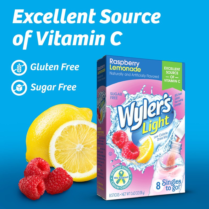 Wyler's Light Singles To Go Drink Mix, Raspberry Lemonade, 6