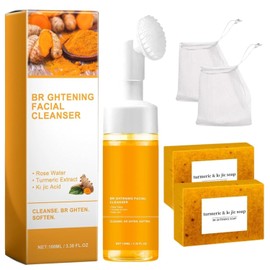 Turmeric Wash and Care Two Piece Set, Turmeric Facial Cleanser & Turmeric Soap Combo, turmeric face Wash and Soap Bar for face & Body, for All Skin Types