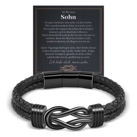 YOGRASS Son Bracelet Gift Bracelet for Boys 18th Birthday Boy Son Birthday Gift Leather Bracelet Birthday Gifts for Son Boys Teenagers Azubi Gift Courage Gift, Bead