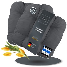 LILENO HOME Set of 2 Chair Cushions, Anthracite, 38 x 38 x 8 cm, Seat Cushions for Garden Chairs, Kitchen or Dining Room Chairs, Comfortable, UV-Resistant Indoor and Outdoor Chair Cushions