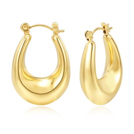 CaptainSteeL 14k Gold Hoop Earrings for Women,Earrings Lightweight Hollow Open Hoops, Hypoallergenic Gold Plated Earrings Fashion Jewelry