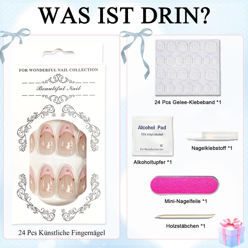 Virellay Almond Fake Nails, Artificial Fingernails, Press On Nails Almond