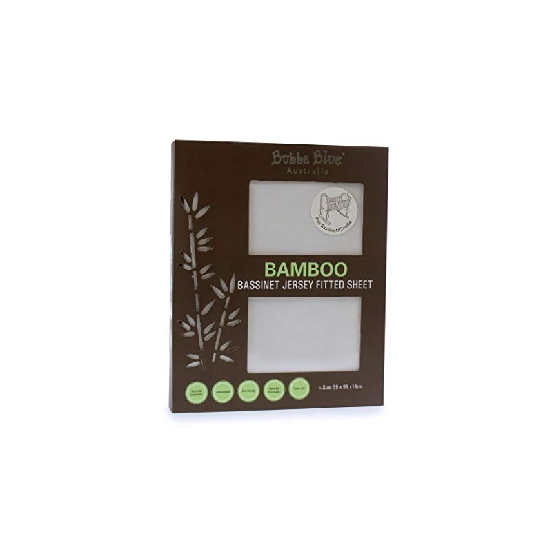 Bubba Blue Bamboo Jersey Basinet Fitted Sheet, White