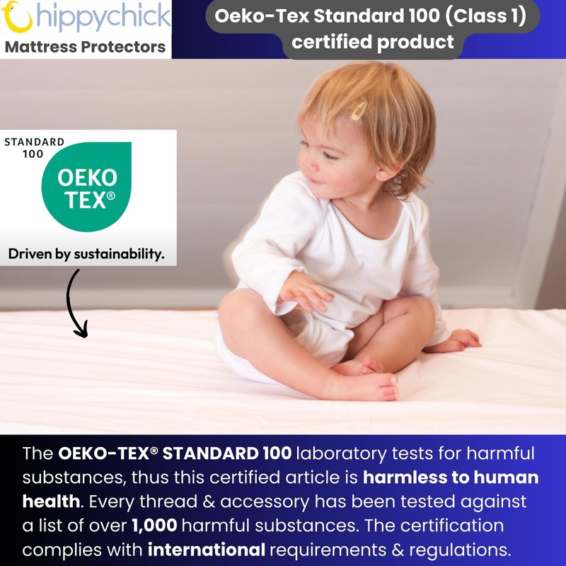 Hippychick Cotton Fitted Mattress Protector, 100 Percent Waterproof, Anti Allergy,