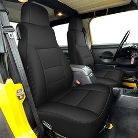AOMSAZTO Custom Seat Covers for Jeep Wrangler: TJ 2003 2004 2005 2006 Unlimited 2004-2006 Leather Car Seats Cover Full Set Black