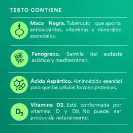 Suplemento Testo Wu Nutrition 120 Capsulas Fenogreco Maca Negra Acido Aspartico Vitamina D3 Consumo de 2 Meses Hombre Bienestar                       