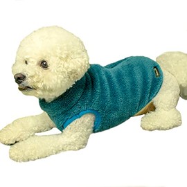 Ola Mari Pet Dog's Super Soft Warm Fleece Zip Up Unisex Vest Sweater for Small Dogs Pets Cats, Teal, Small
