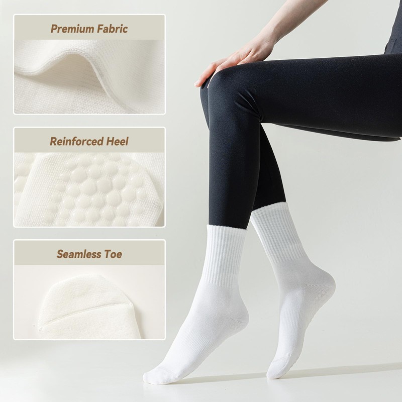 BONANGEL Women's Yoga Socks, 4Pairs-Coffee+Brown+Beige+White