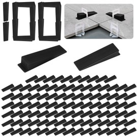 Lvjkes 100 Pieces Tile Wedges, Plastic Tile Levelling System for Exact Plane Laying of Tiles without Protrusions (Black)