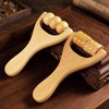 2Pcs Wooden Massage Roller, Back Massage Roller, Muscle Belly Relief Tool for Cellulite/Muscle & Abdomen (Brown)