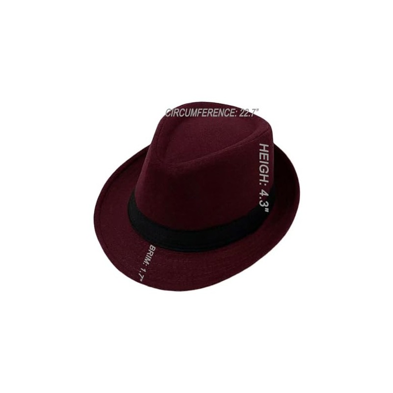 Mens Fedora Hats Classic Manhattan Womens Fedora Hat, Burgundy