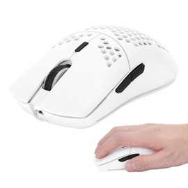 T66 Wireless Gaming Mouse, 2,4 G Honeycomb Hollow Design Photoelektrische Maus mit 7 programmierbaren Hintergrundbeleuchtungsmodi, einstellbar 3600 DPI(Weiß)