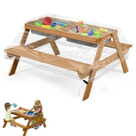 WDFCN Children's Picnic Table Cover Children's Seat Set Cover with Cord 98 x 98 x 50 cm Protective Cover Waterproof for 3-in-1 Sand Children's Seat Set Outdoor Transparent