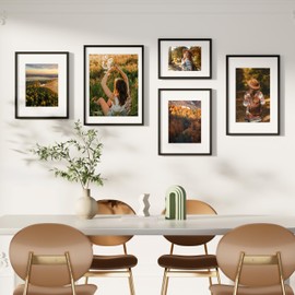 Vittanly 20x30 Poster Frame Set of 2, Display Picture 16x24 with Mat or 20x30 without Mat, Plexiglass, Wall Gallery Frame for Artwork, Vertical or Horizontal Display, Black